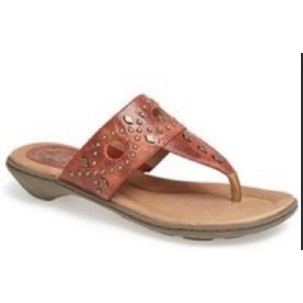 Ariat North Star 7 B Studded Thong Cut Out Sandals Red Brown Flip Flop *read* - Picture 12 of 12